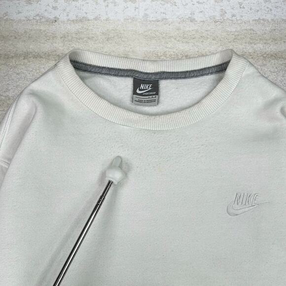 Vintage Nike Sweatshirt White Cotton Crewneck Subtle Swoosh Grey Tag Y2K - Picture 4 of 6